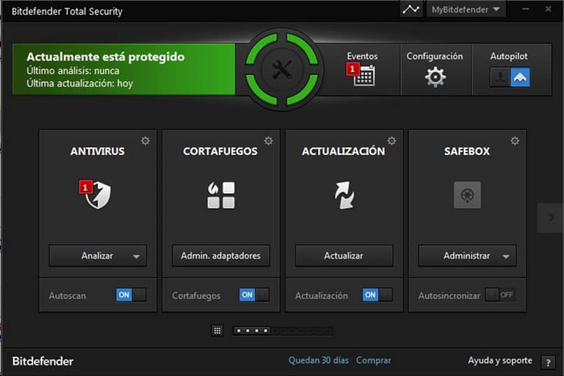 interfaz de bitfender antivirus