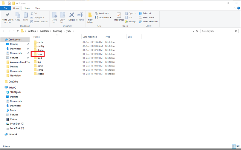 carpeta de windows con la data del emulador yuzo