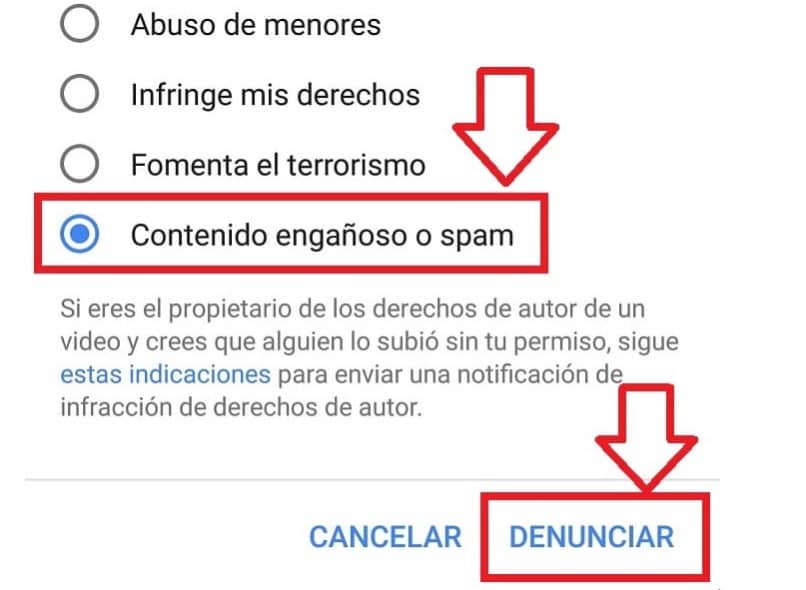 denunciar o reportar comentarios como spam en youtube