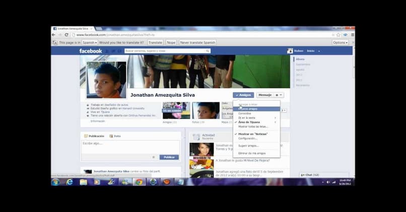 perfil de amigo de facebook