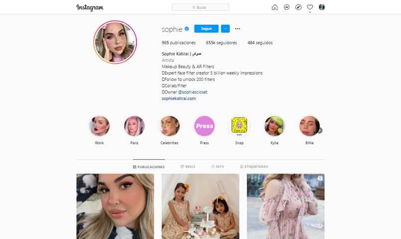 cuenta de instagram de sophie