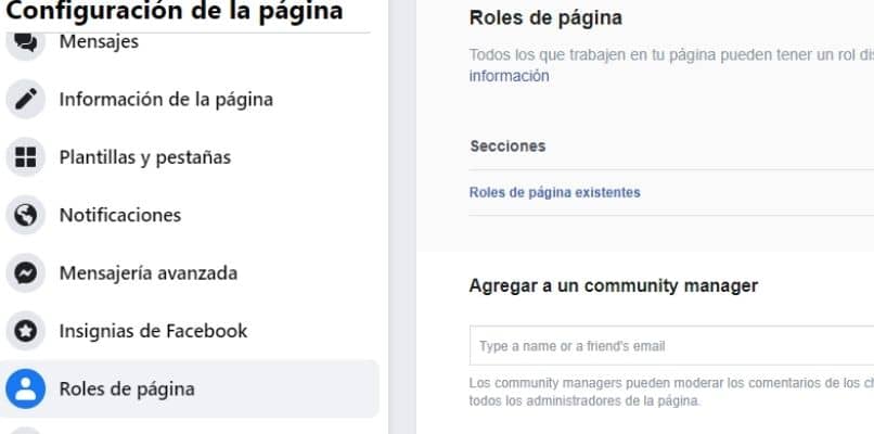 como se administran los roles de las paginas de facebook