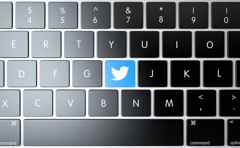 teclado de laptop con tecla de twitter
