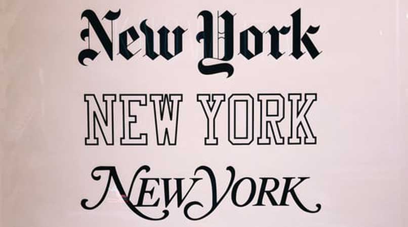 new york escrito con diferentes fuentes