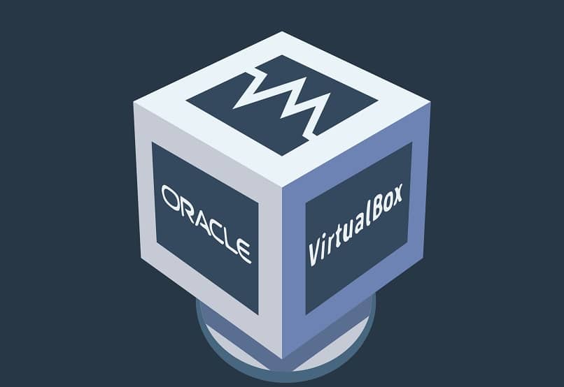 emblema de virtualbox fondo azul